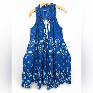 NWT Ro’s Garden Sofia Sofie Short Wavy Airy Dress Indira Blue Print‎ M $235